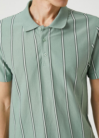 Светло-зеленая футболка-поло для мужчин KOTON в полоску