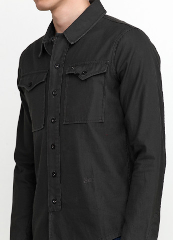 Темно-серая кэжуал рубашка однотонная Denham с длинным рукавом