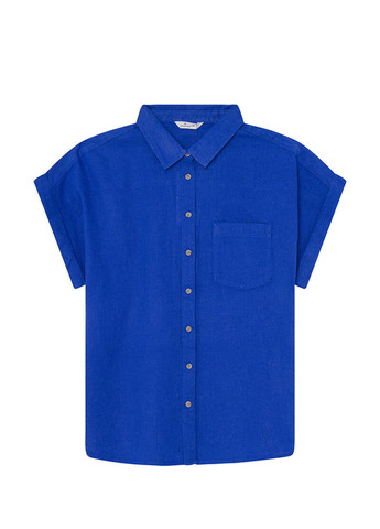 Синяя кэжуал рубашка однотонная Springfield