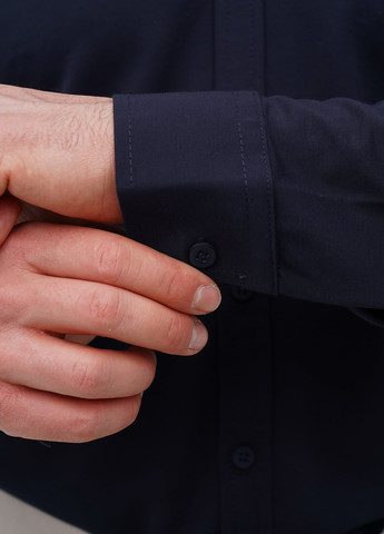 Темно-синяя кэжуал, классическая рубашка однотонная Trend Collection