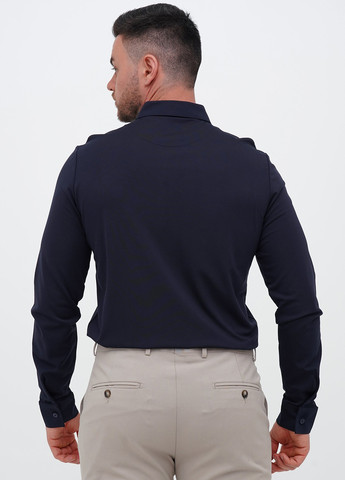 Темно-синяя кэжуал, классическая рубашка однотонная Trend Collection