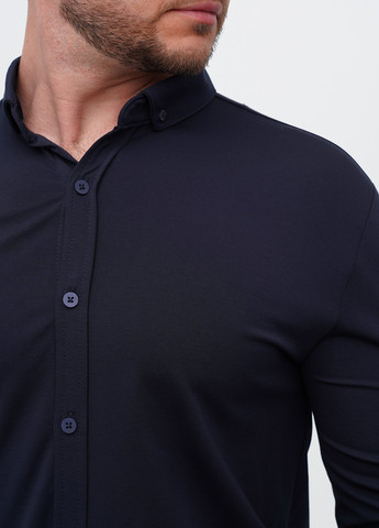 Темно-синяя кэжуал, классическая рубашка однотонная Trend Collection