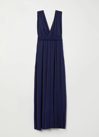 Темно-синя вечірня сукня кльош H&M однотонна