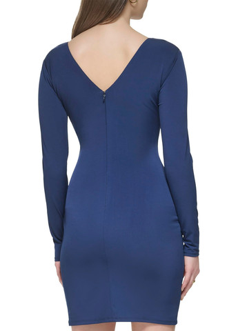 Синя кежуал сукня на запах Guess однотонна