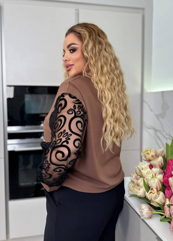 Темно-бежевий демісезонний комплект (світшот, штани) No Brand