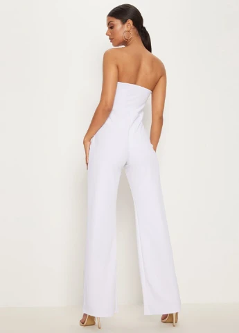 Комбинезон PrettyLittleThing комбинезон-брюки однотонный белый кэжуал трикотаж