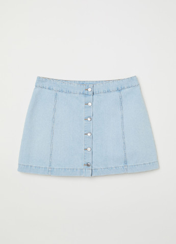 Светло-голубая джинсовая однотонная юбка H&M