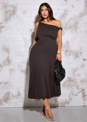 Кавова святковий, вечірня сукня кльош SHEIN однотонна