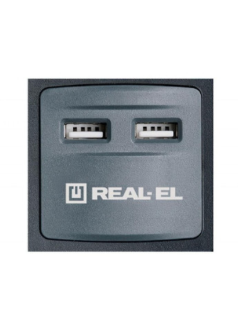 Фільтр живлення RS-8F USB CHARGE 3m, black (EL122300004) Real-El (251409651)