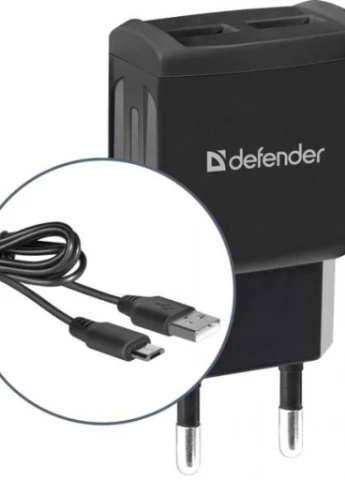 Зарядное устройство UPС-21 2xUSB,5V/2.1А кабель microUSB (83581) Defender (216637477)