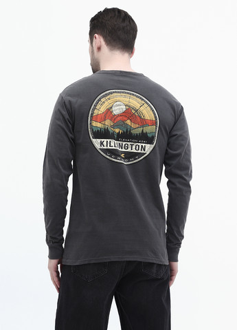 Темно-серый демисезонный кэжуал лонгслив Blue 84 с рисунком