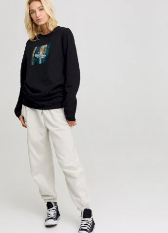 Черный світшот жіночий oversize /no flis/ YAPPI (254658635)