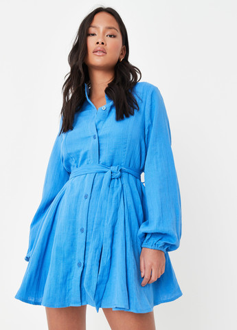 Світло-синя кежуал сукня сорочка Missguided однотонна