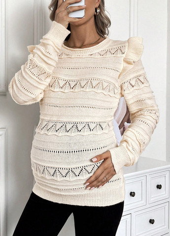 Молочный демисезонный свитер для беременных джемпер SHEIN