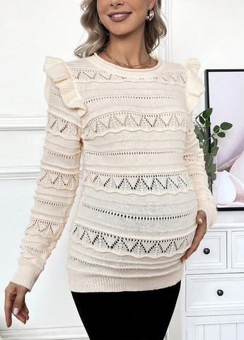 Молочный демисезонный свитер для беременных джемпер SHEIN