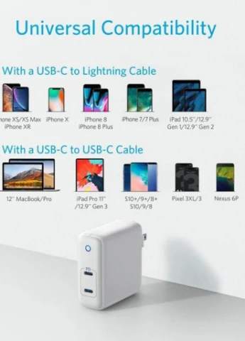 Зарядний пристрій PowerPort Atom PD 2 - 60W Ultra Compact (White) (A2029321) Anker (216638047)