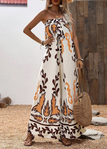 Комбінезон SHEIN комбінезон-брюки орнамент комбінований кежуал поліестер