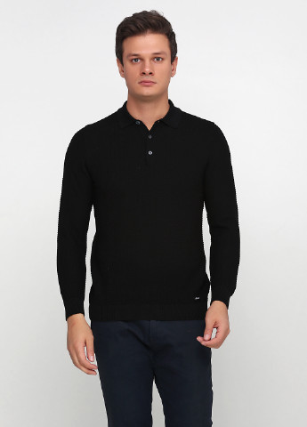 Черная футболка-поло для мужчин NAVI однотонная