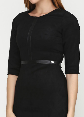 Черное кэжуал платье с коротким рукавом Ravol однотонное
