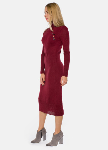 Бордовое кэжуал платье с длинным рукавом MR 520 однотонное