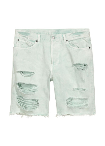Шорты H&M однотонные мятные джинсовые хлопок