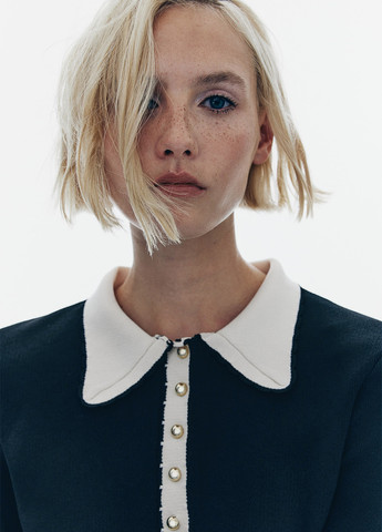 Черное кэжуал платье платье-свитер H&M колор блок