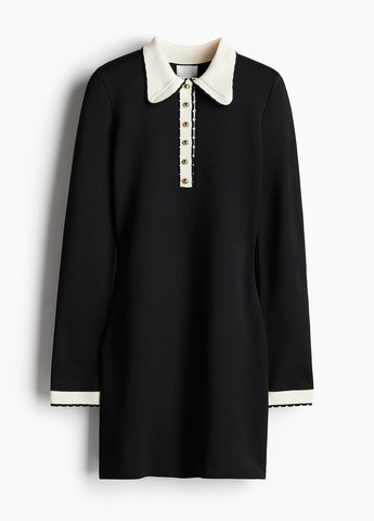 Черное кэжуал платье платье-свитер H&M колор блок