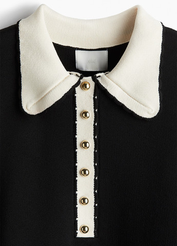 Черное кэжуал платье платье-свитер H&M колор блок