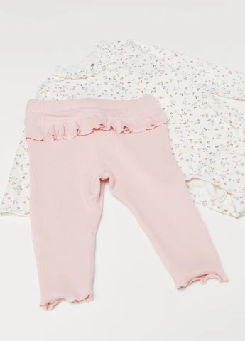 Светло-розовый демисезонный комплект (боди, леггинсы) H&M