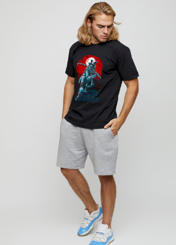 Чорна футболка чоловіча basic /air print/ YAPPI