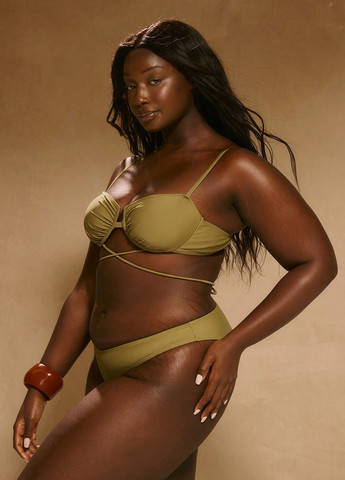 Горчичные купальные трусики однотонные SHEIN