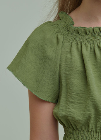 Оливковий літній костюм брючний (топ+штани) для дівчинки оливковий брючний Yumster
