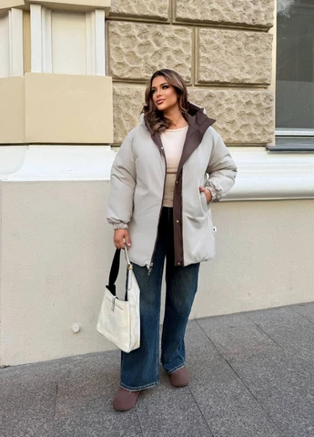 Коричнева зимня куртка двостороння No Brand
