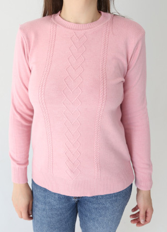 Світло-рожевий демісезонний светр жіночий світло-рожевий прямий з орнаментом JEANSclub Прямая