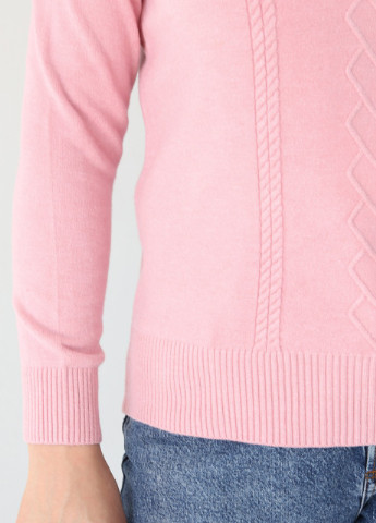 Светло-розовый демисезонный свитер женский светло-розовый прямой с орнаментом JEANSclub Прямая