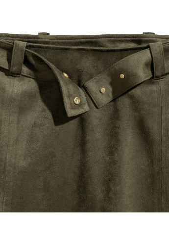 Оливковая (хаки) кэжуал однотонная юбка H&M клешированная