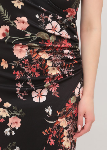 Чорна кежуал сукня на запах Quiz з квітковим принтом