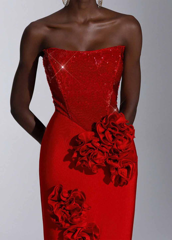 Червона вечірня сукня годе SHEIN однотонна