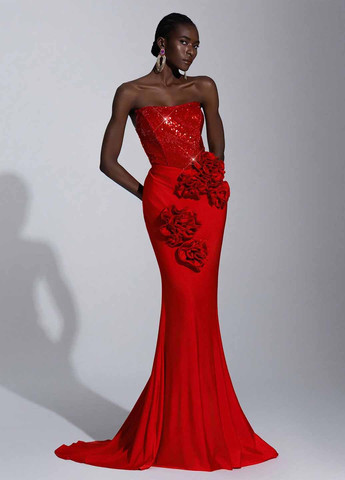 Червона вечірня сукня годе SHEIN однотонна