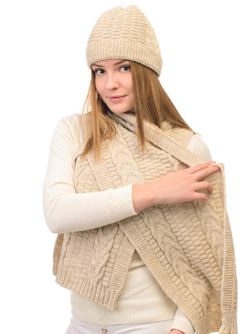 Світло-бежевий зимній комплект (шапка, шарф) SVTR