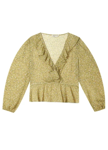 Оливковая блуза на запах Stradivarius