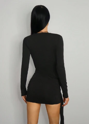 Черное кэжуал платье силуэтная SHEIN однотонное
