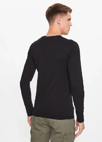 Лонгслів Guess логотип чорний кежуали бавовна, трикотаж