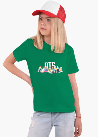 Зеленая демисезонная футболка детская бтс (bts)(9224-1061) MobiPrint