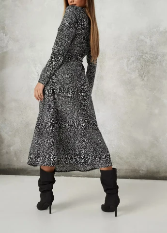 Черное кэжуал платье Missguided в горошек