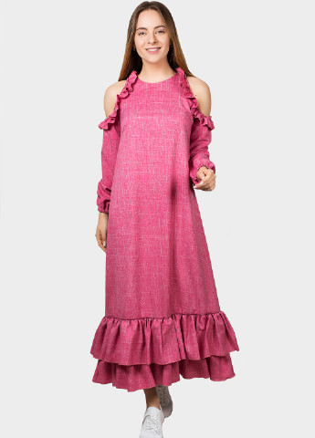 Розовое кэжуал платье а-силуэт O`zona milano меланжевое