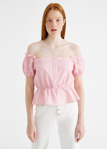 Рожева літня блуза з баскою KOTON