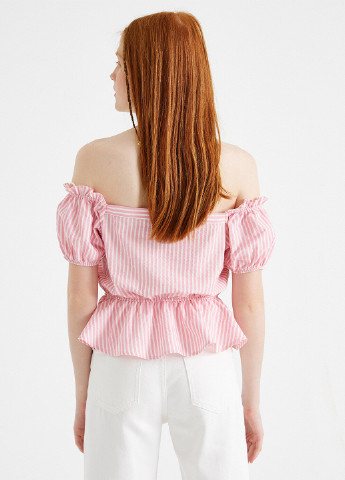 Розовая летняя блуза с баской KOTON
