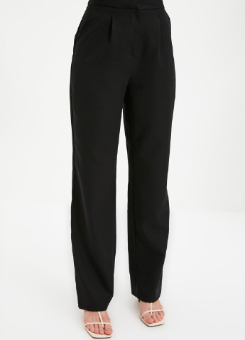 Черные кэжуал демисезонные прямые брюки Trendyol