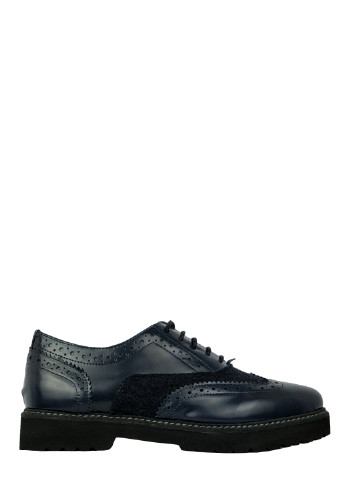 Темно-синие женские классические туфли на низком каблуке итальянские - фото